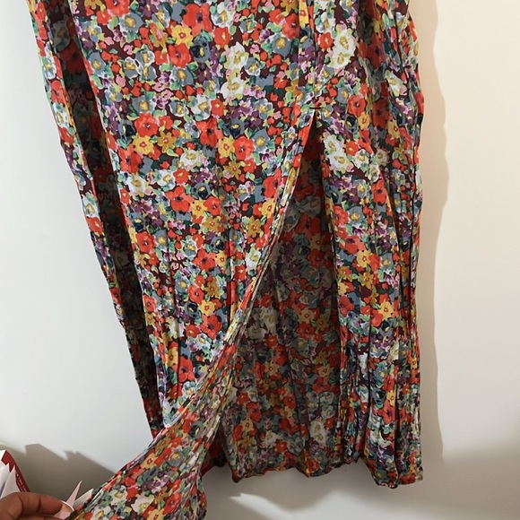 0192 H&M floral skirt top 2 piece outfit with high slit sz L - Picture 6 of 9